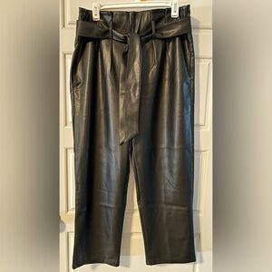Black Cropped Leather Pants